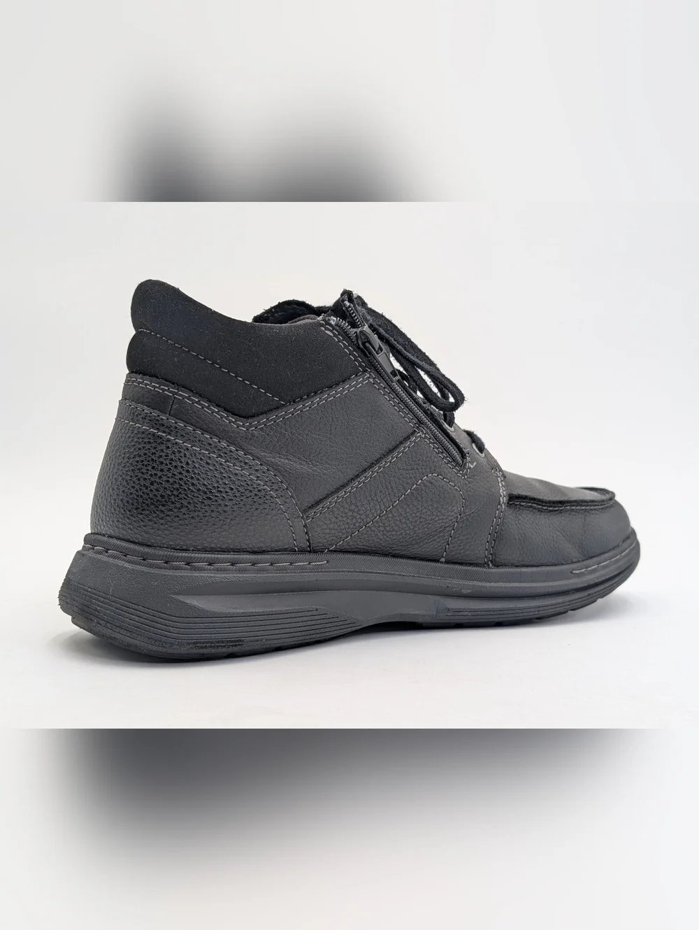 Clarks Ultimate Comfort Boots Size 11.5 Men Black Leather With Easy Side Zipper